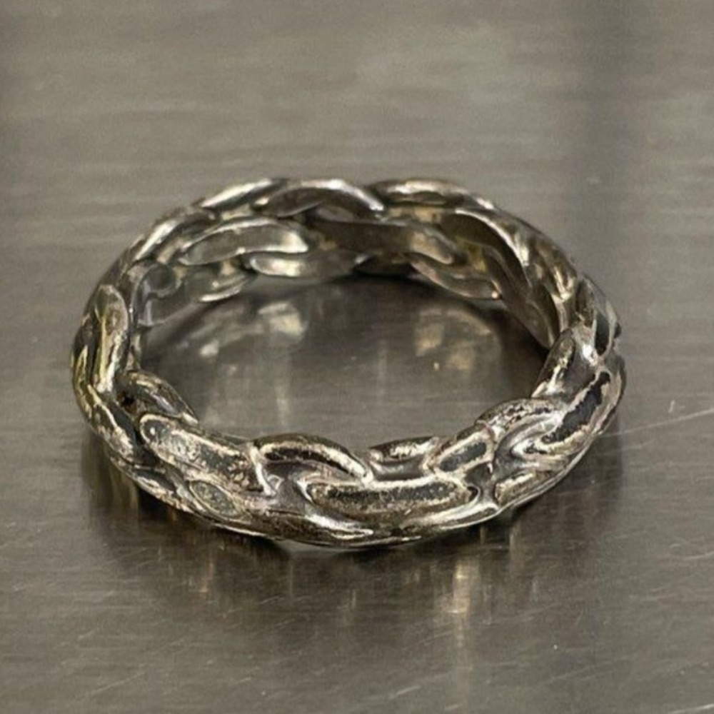 Sterling Silver Braided Woven Wheat Band Ring Size 7 Vintage 5.0g